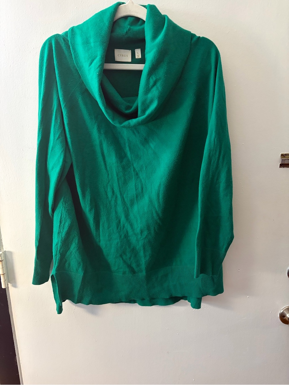 Cyrus emerald green cowl neck sweater